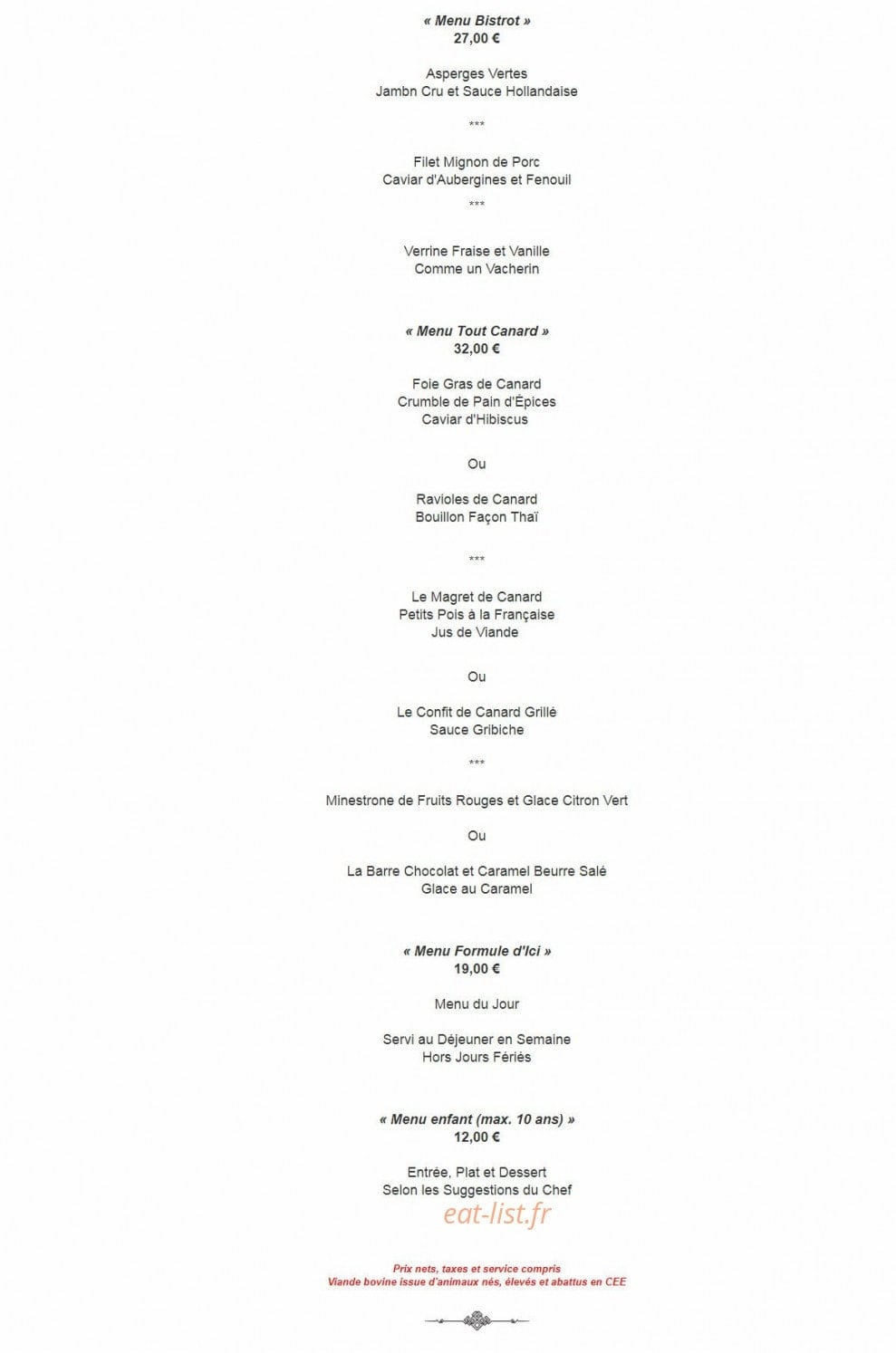 Le Bistrot de la Place — carte page 2