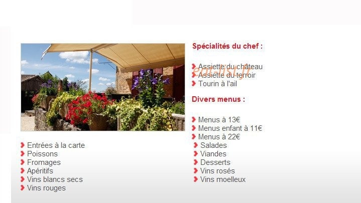 Auberge du Château — carte page 2