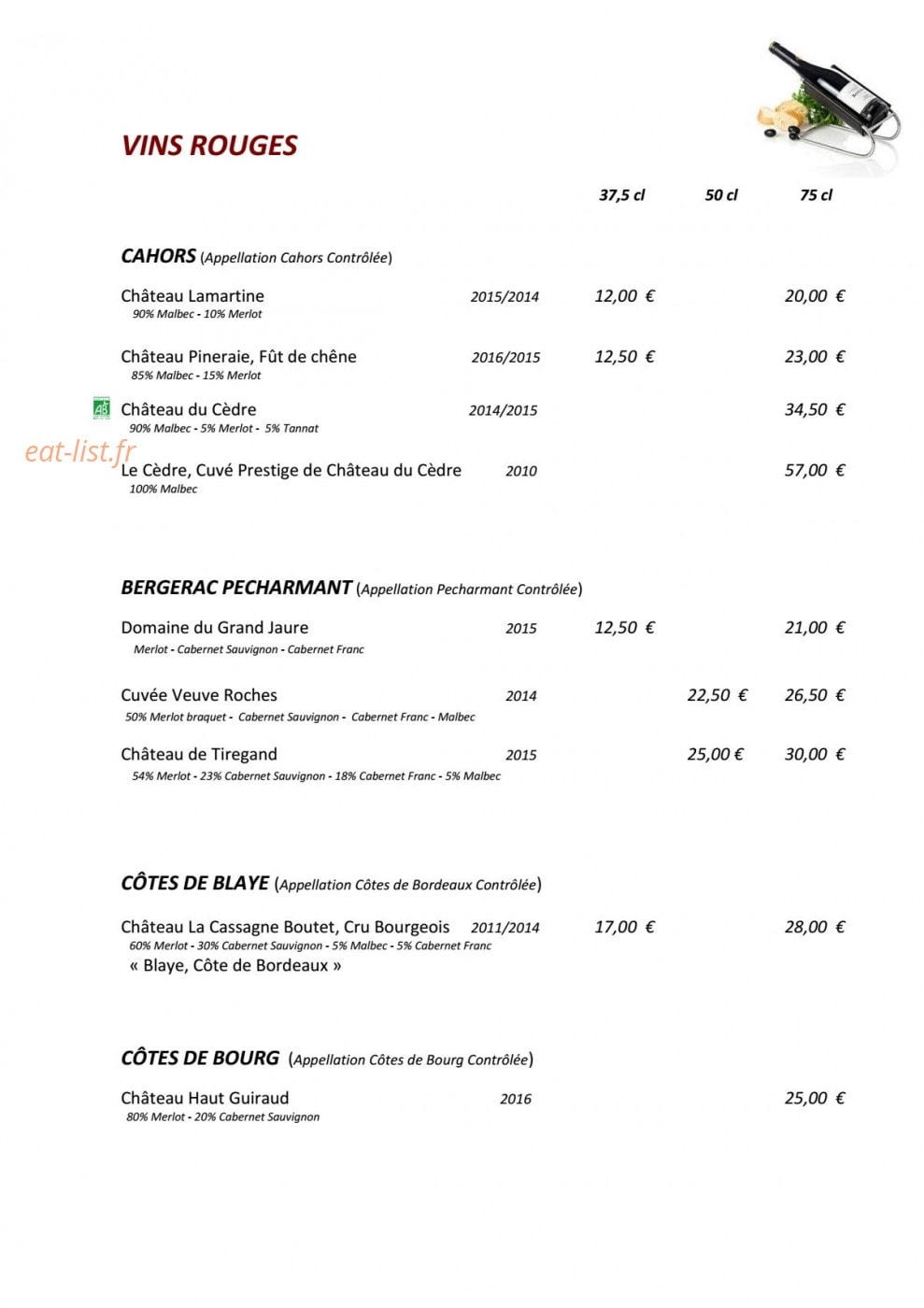 La Bastide — carte page 13