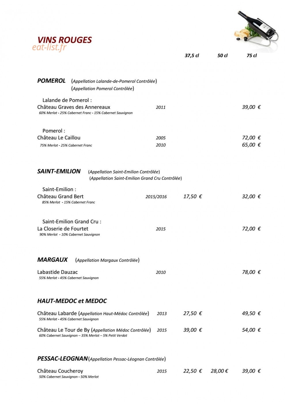 La Bastide — carte page 14