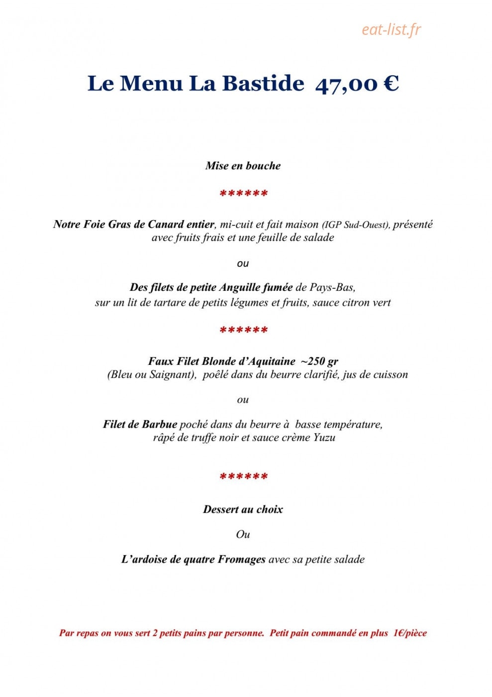 La Bastide — carte page 7