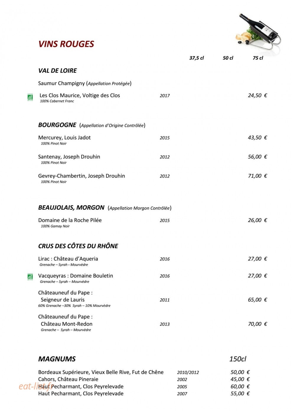 La Bastide — carte page 15