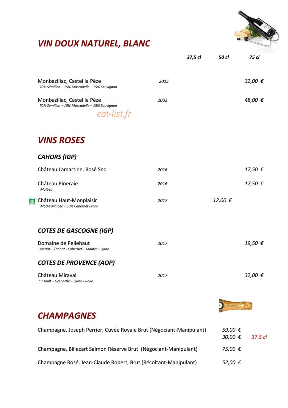 La Bastide — carte page 17