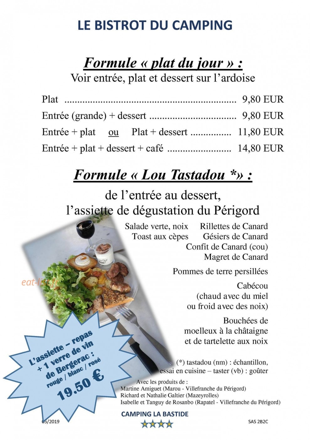 Le Bistrot du Camping — carte page 2