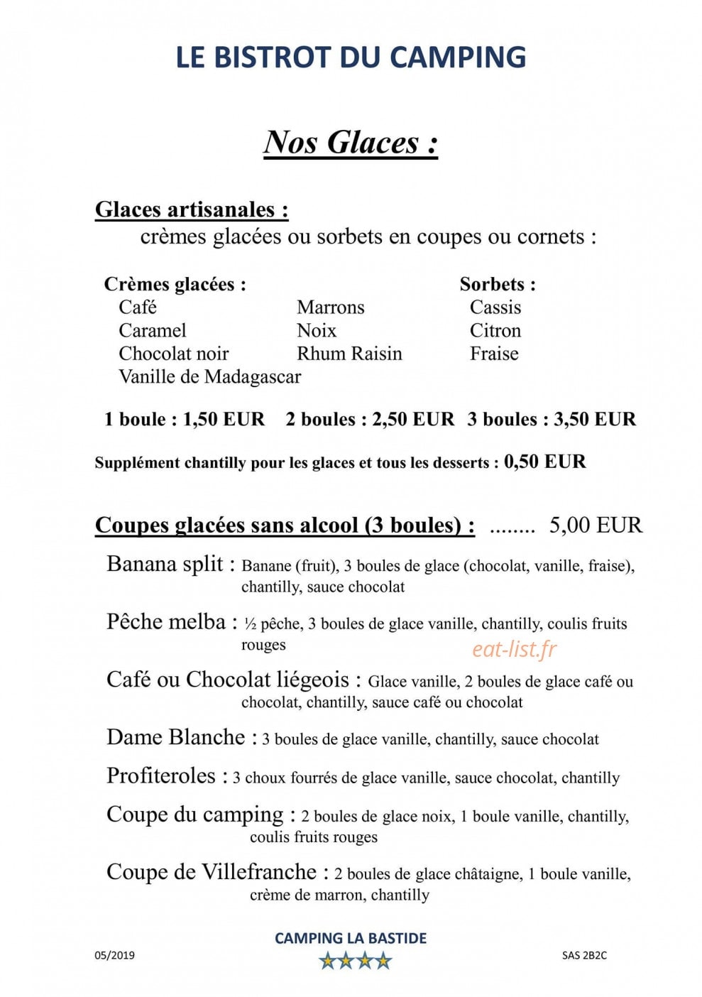 Le Bistrot du Camping — carte page 7