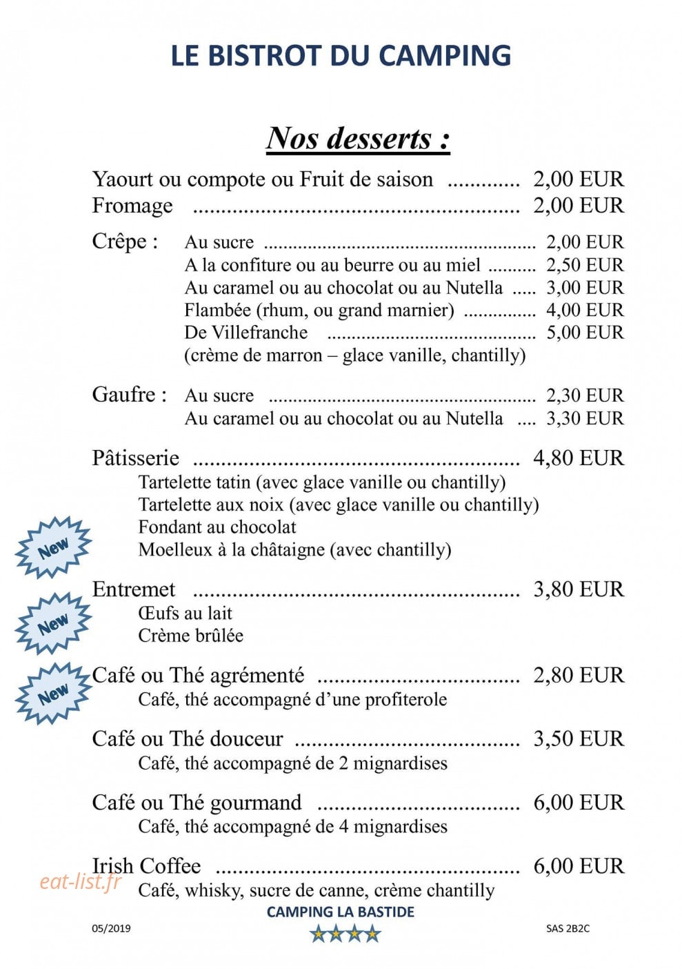 Le Bistrot du Camping — carte page 6