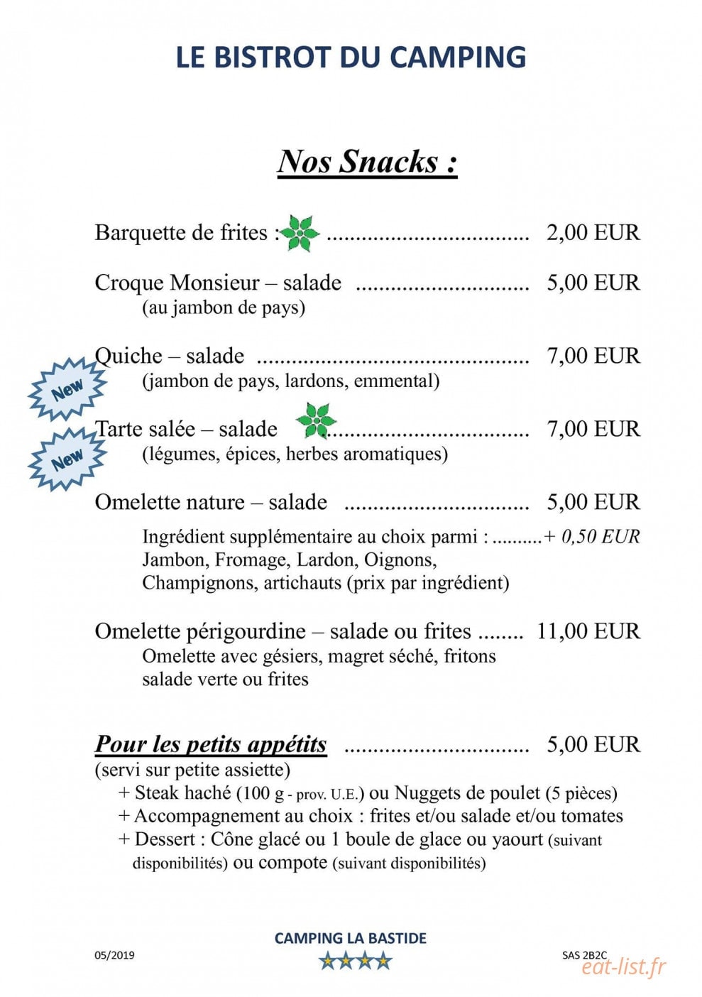 Le Bistrot du Camping — carte page 4