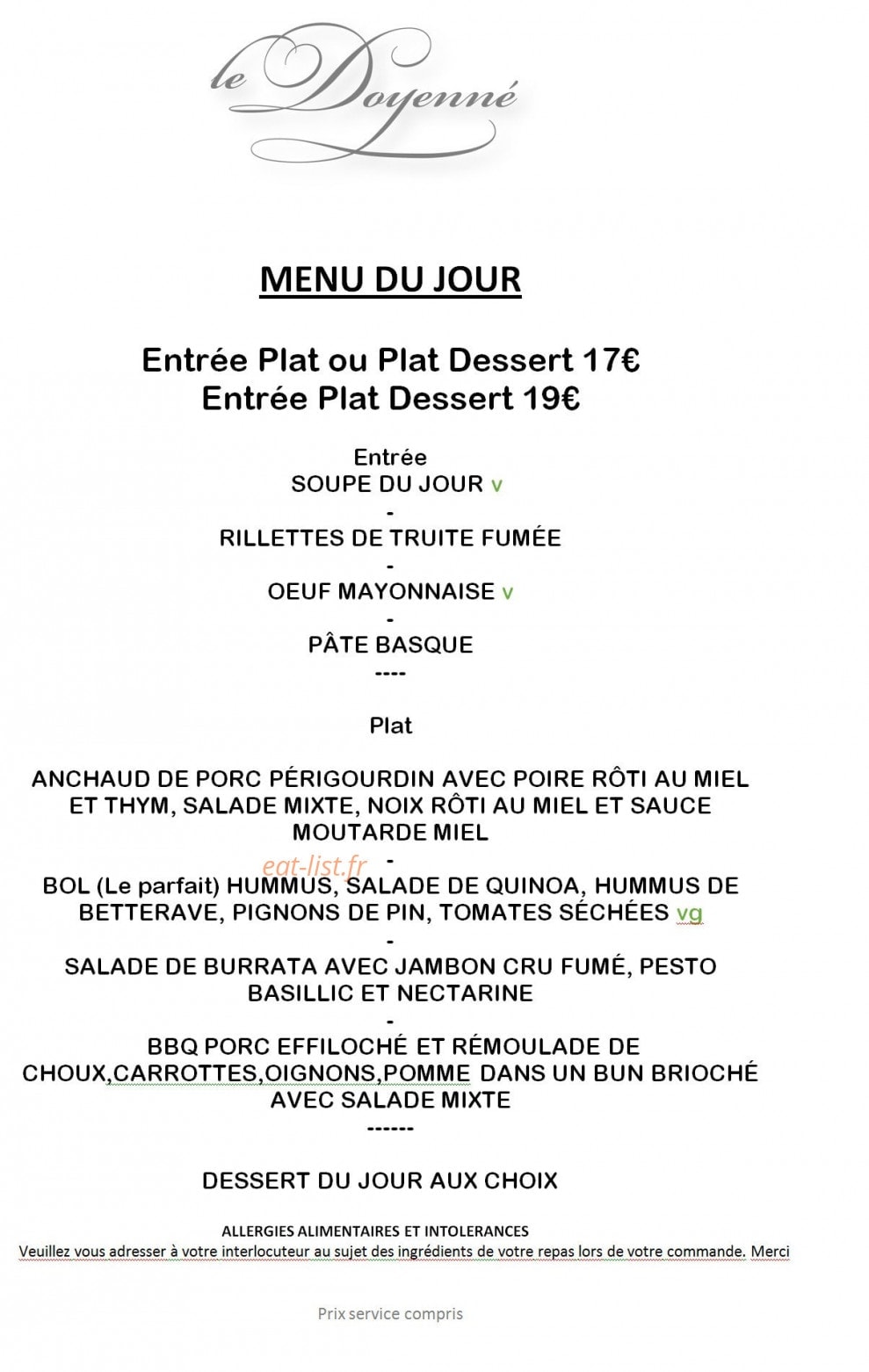 Le Doyenné — carte page 1