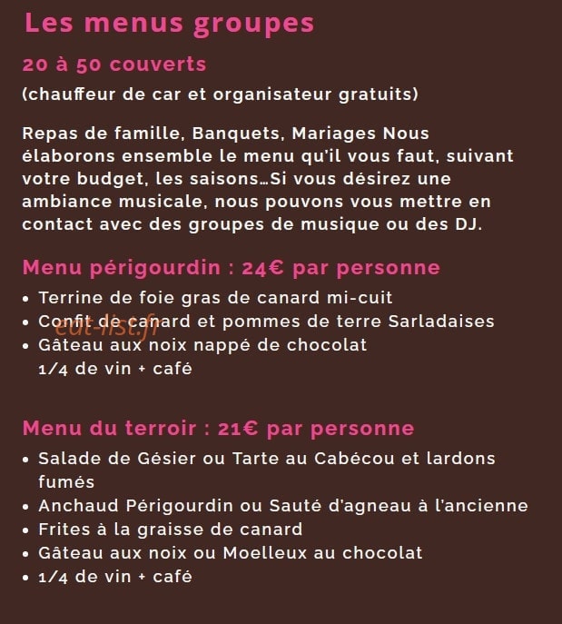 Auberge d'Imbès — carte page 4