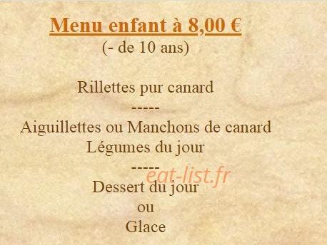 Carte et menu de La ferme Auberge des Genestes à Saint Genies — Menu enfant