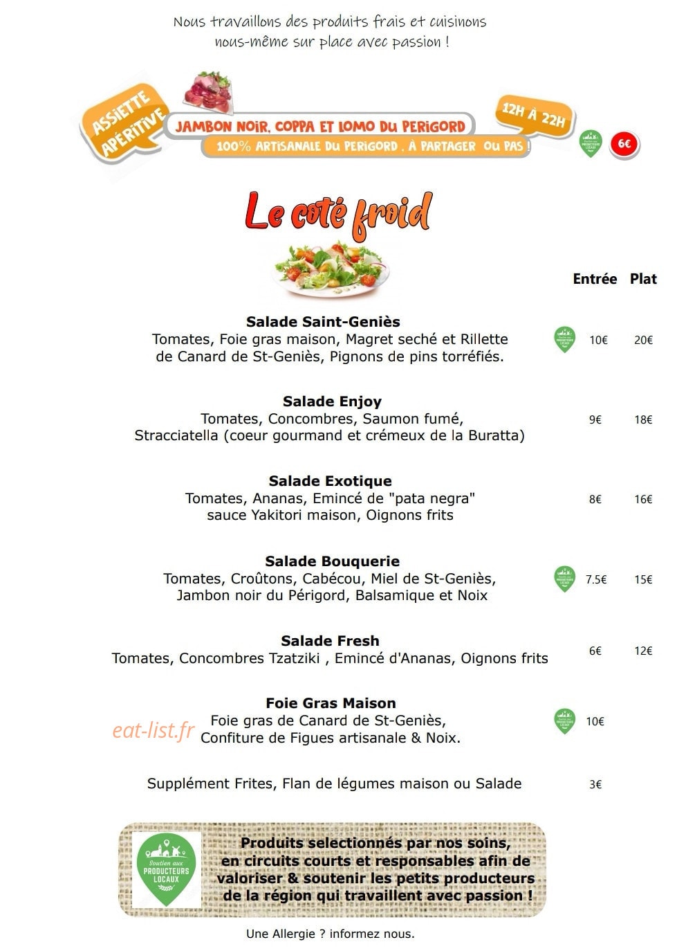 Le bistro — carte page 3