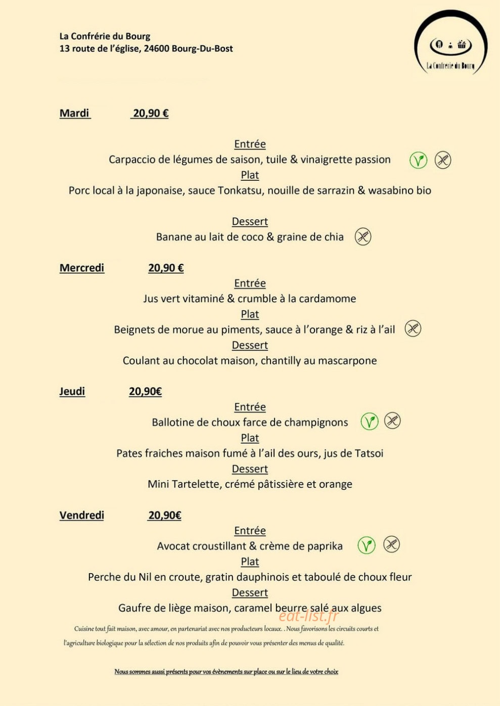 La Confrérie du Bourg — carte page 1