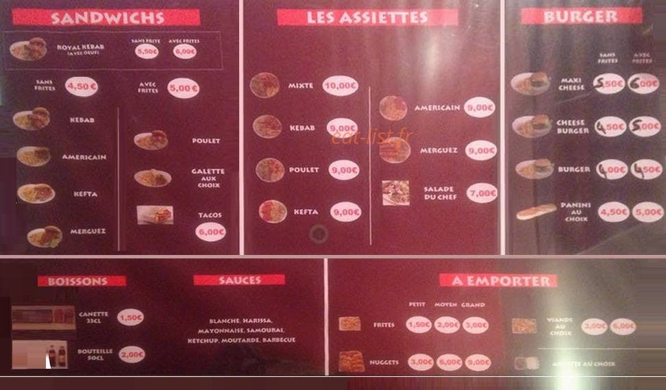 Istanbul kebab — carte page 1