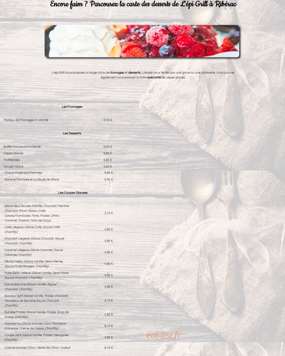 L'épi Grill — carte page 6