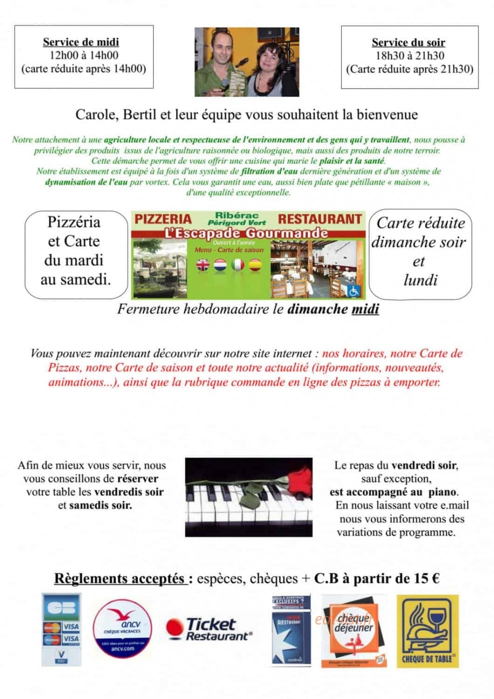 L'escapade gourmande — carte page 1