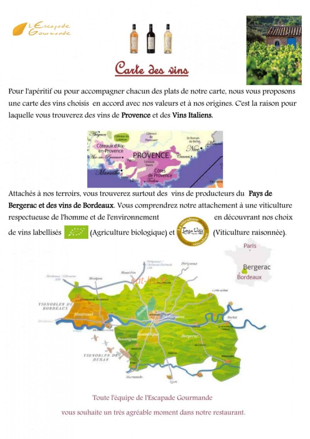 L'escapade gourmande — carte page 11