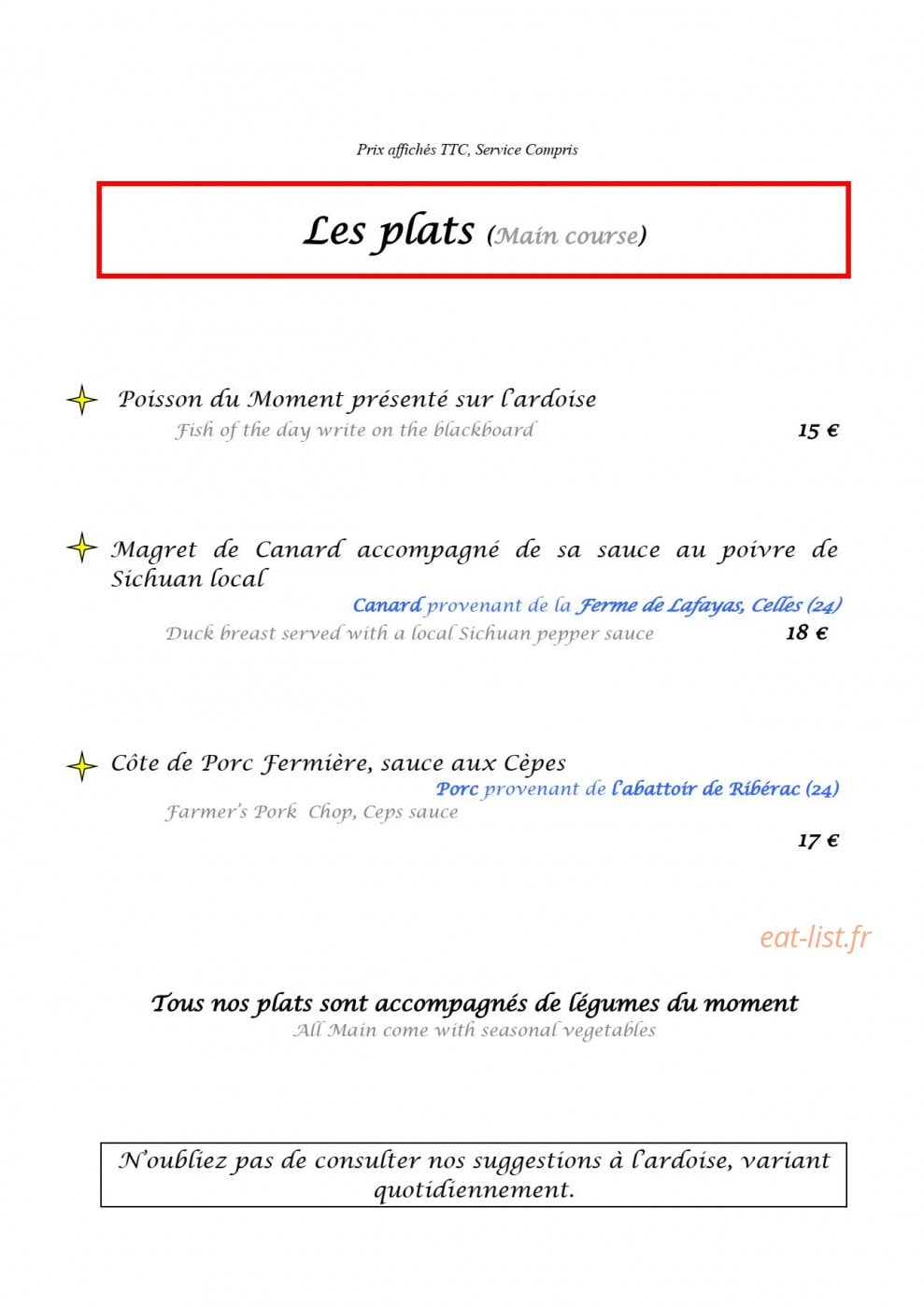 Le Chabrot — carte page 2