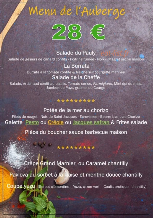 L auberge du pauly — carte page 3