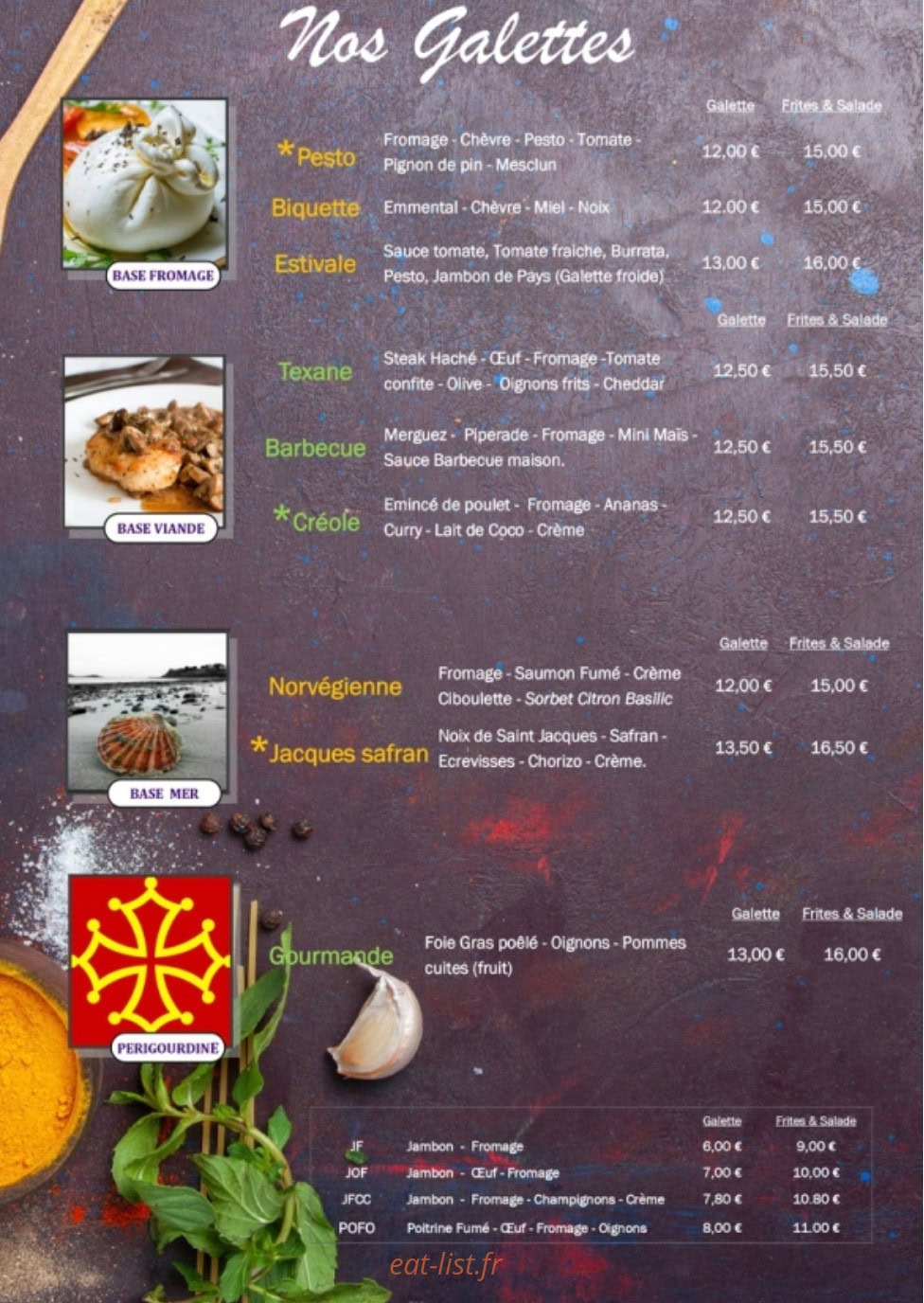L auberge du pauly — carte page 2