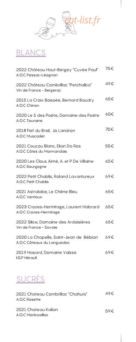 Le Bistro des Glycines — carte page 2