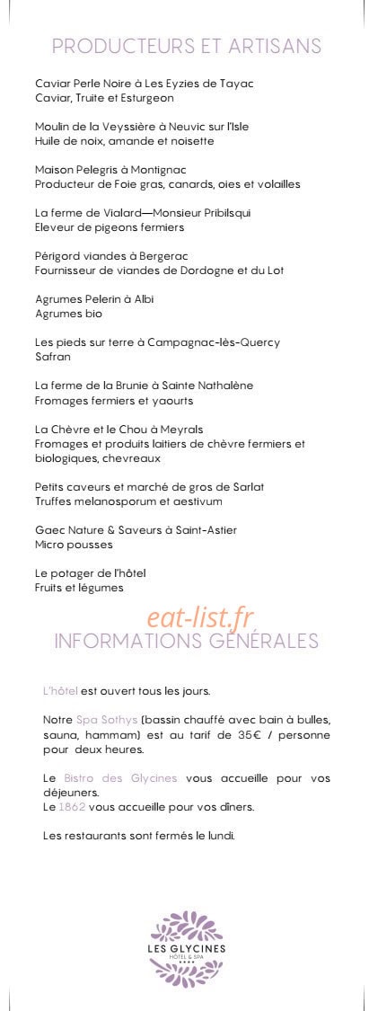 Le Bistro des Glycines — carte page 7