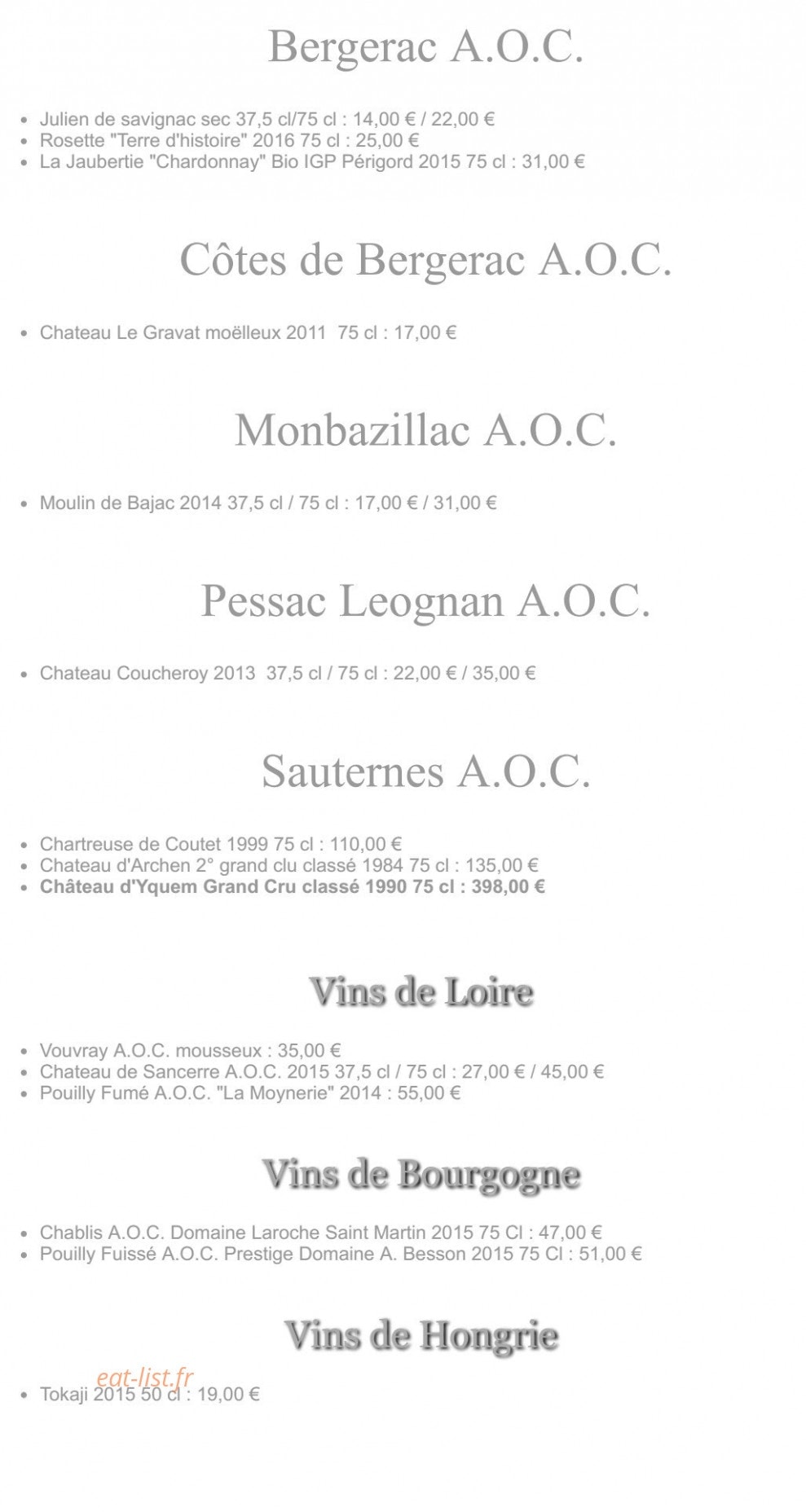 Le restaurant Au Vieux Moulin — carte page 6