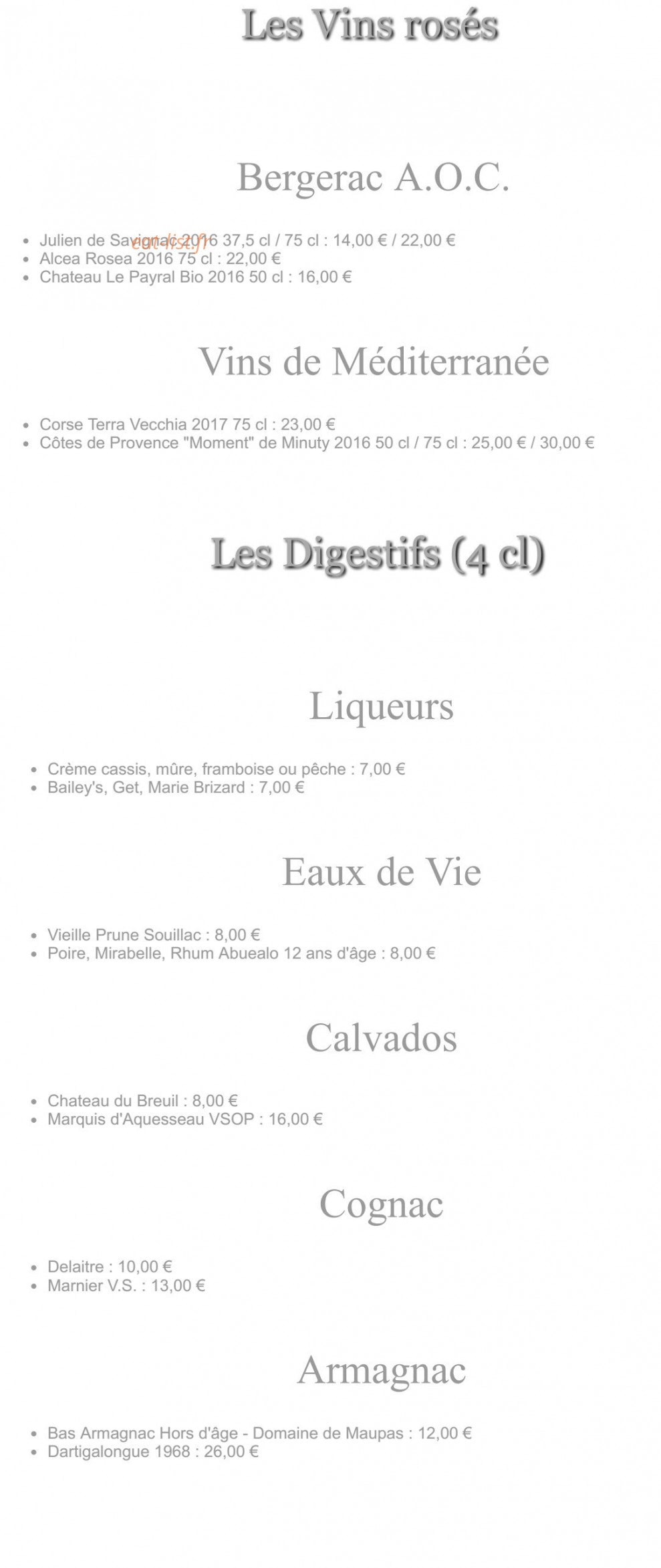 Le restaurant Au Vieux Moulin — carte page 10