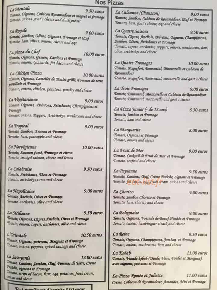 Restaurant mentalo — carte page 1