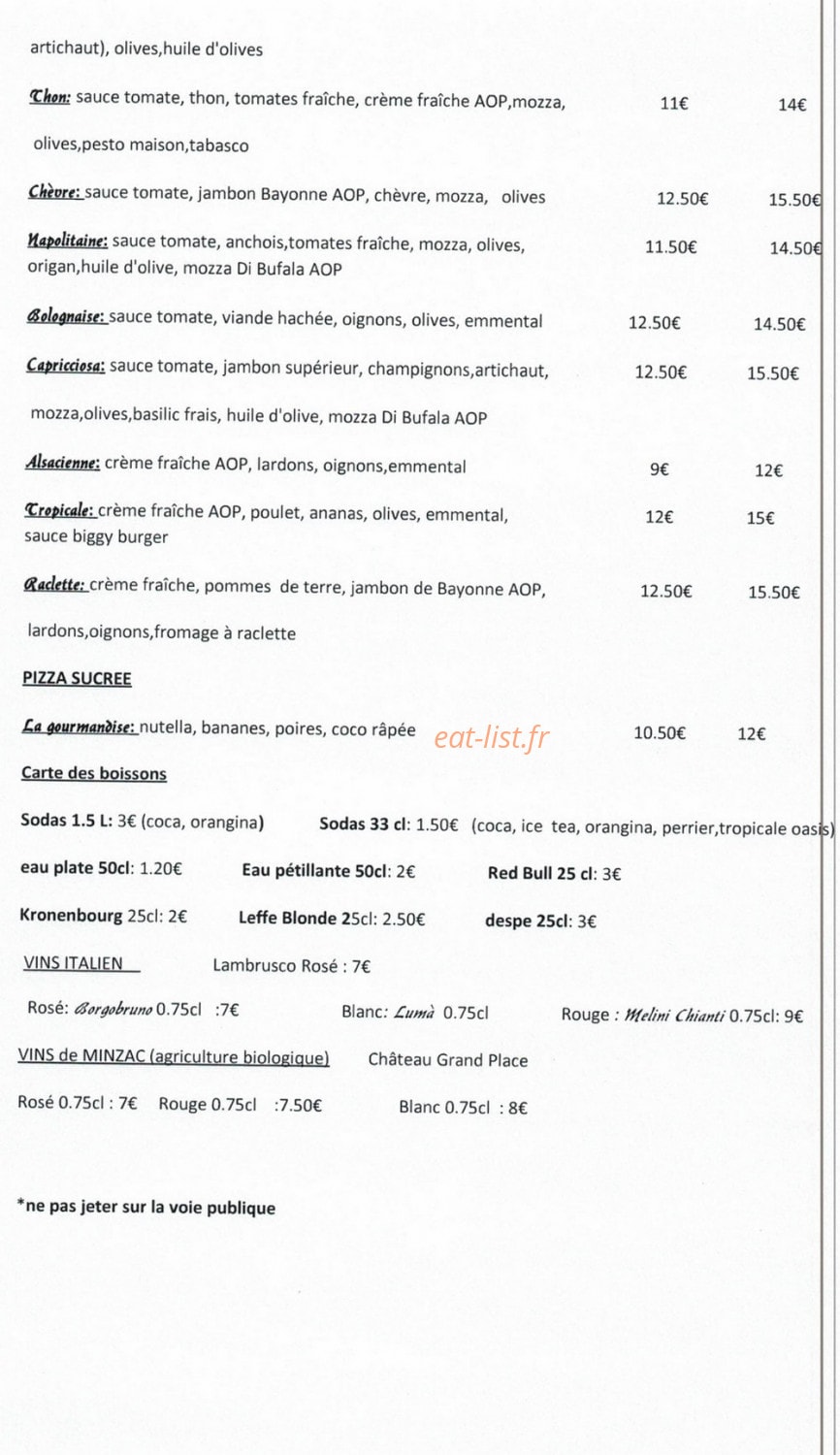 Ah la pizza — carte page 2