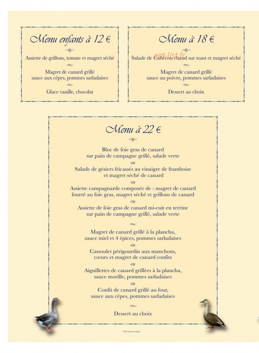 Auberge La Ferme Du Brusquand — carte page 2