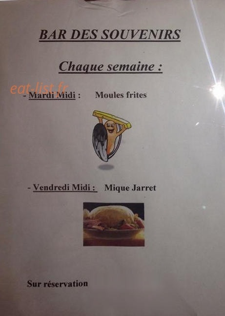 Bar des souvenirs — carte page 1