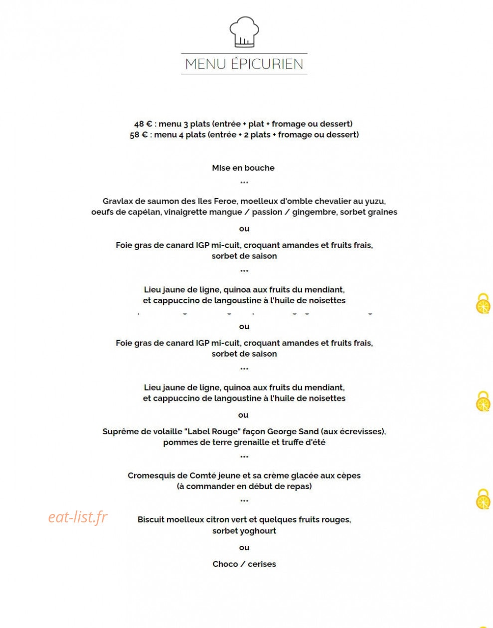 Cuisine et Passion — carte page 1