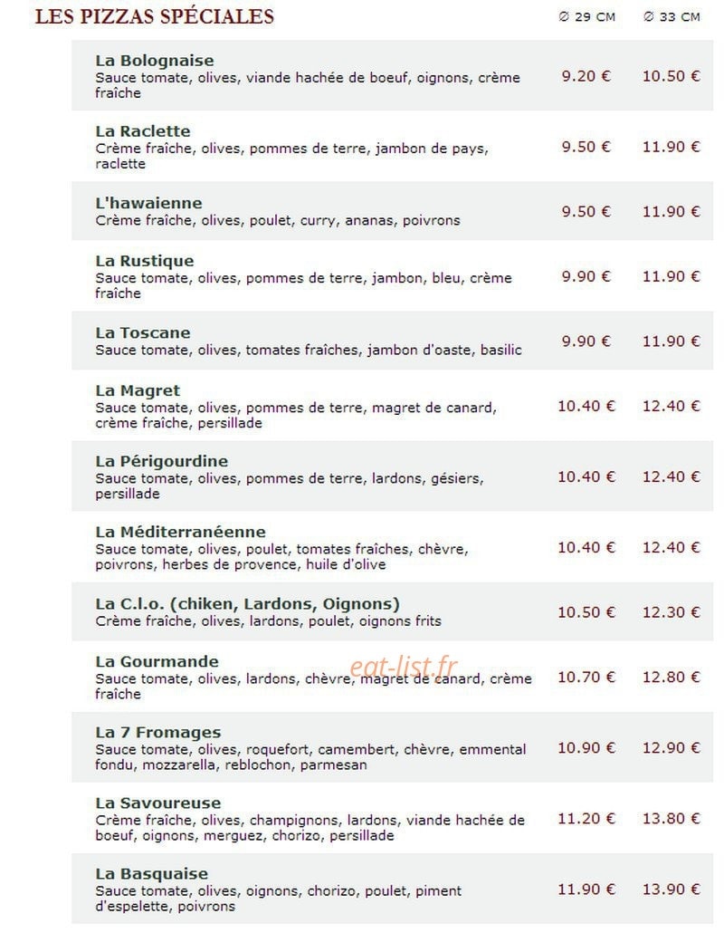Le Kiosque à Pizzas — carte page 2