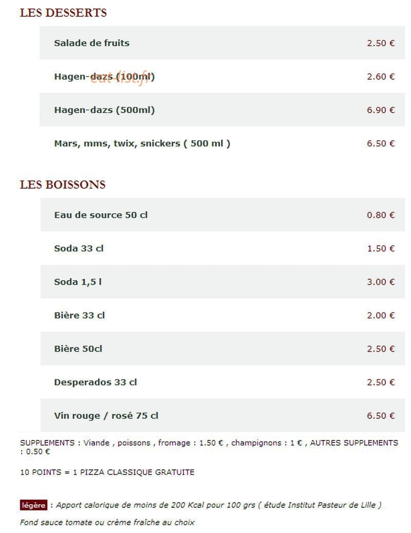 Le Kiosque à Pizzas — carte page 4