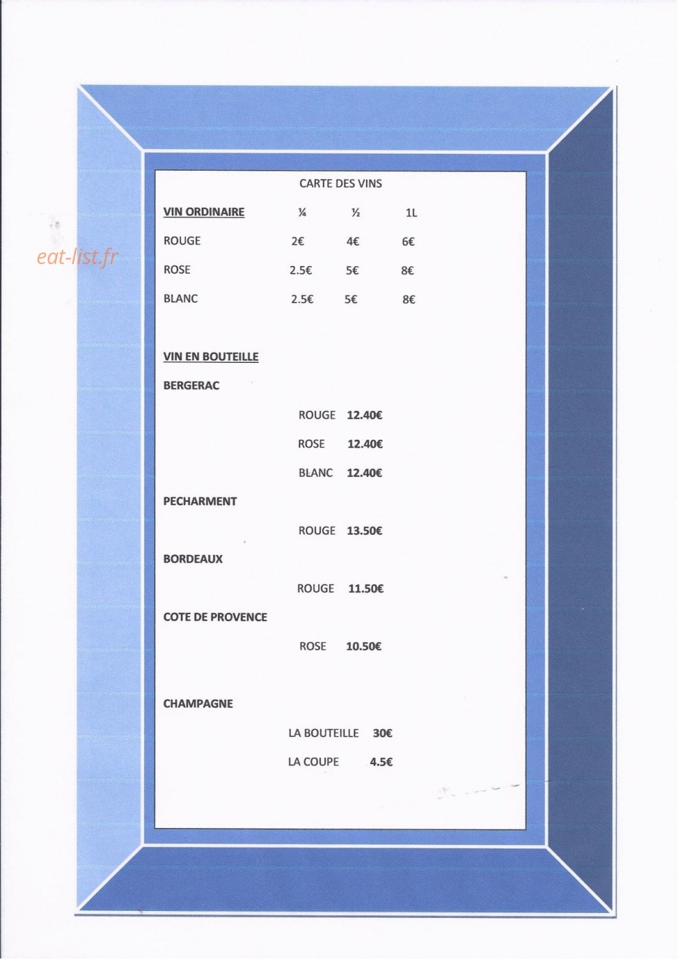 L' Escale — carte page 10