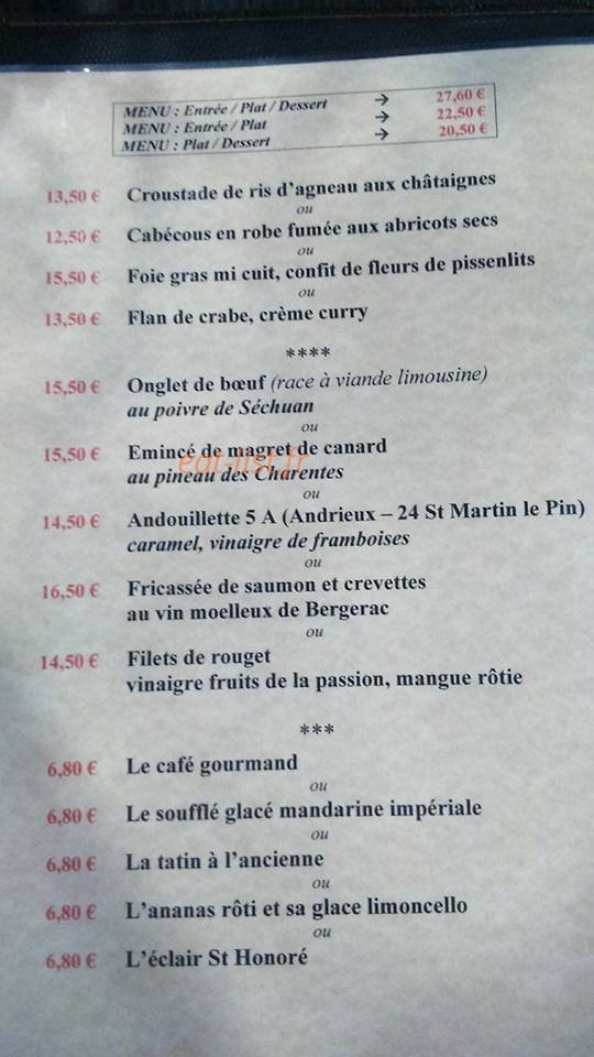 Le Boeuf Canard — carte page 1
