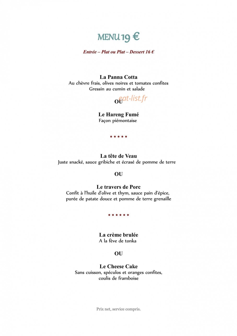 Ô Petit Gavroche — carte page 1