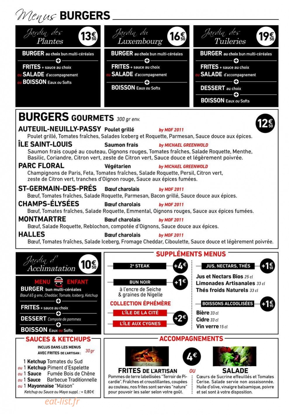 L'Artisan du Burger — carte page 1
