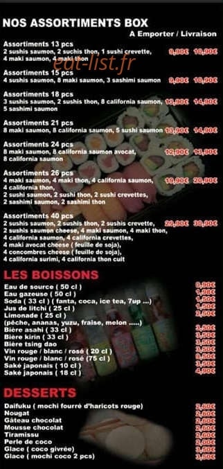 Carte et menu de Sushi Express à Boulazac Isle Manoire — Assortiments box, boissons et desserts