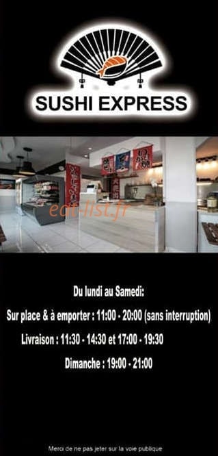Carte et menu de Sushi Express à Boulazac Isle Manoire — Informations