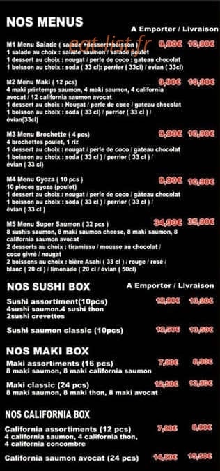 Carte et menu de Sushi Express à Boulazac Isle Manoire — Menus