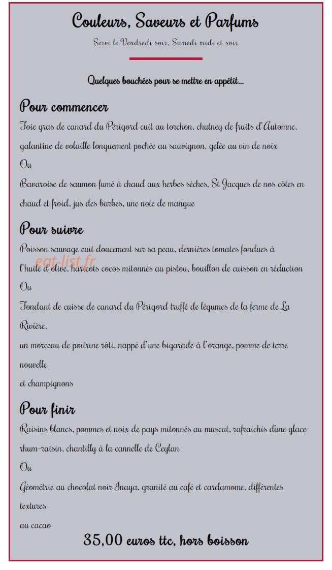 Le Bel'Art — carte page 1