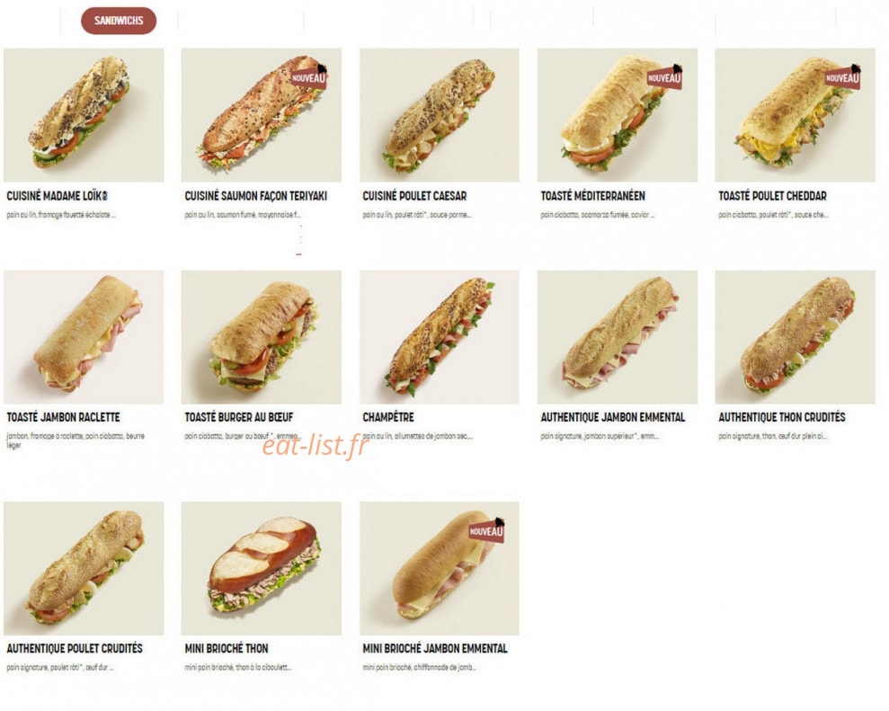 Brioche Dorée — carte page 1