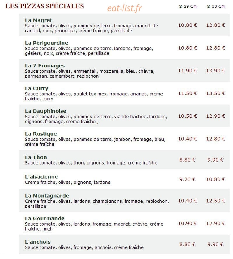 Le Kiosque à Pizzas — carte page 2