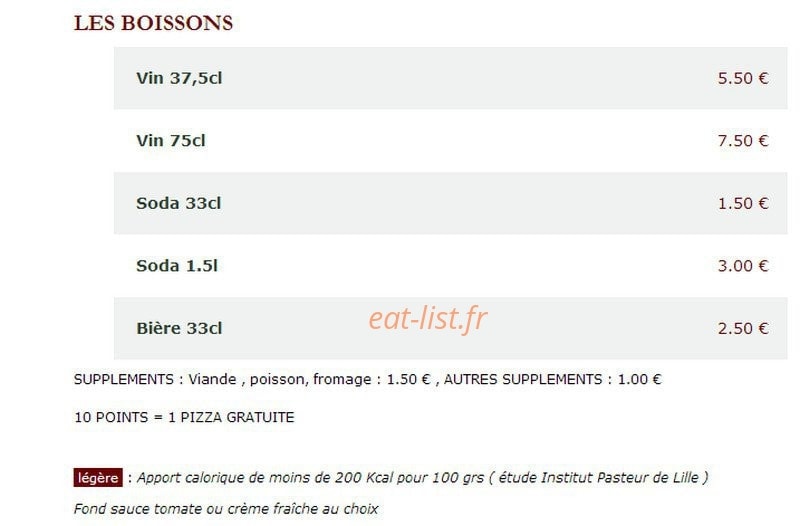 Le Kiosque à Pizzas — carte page 3