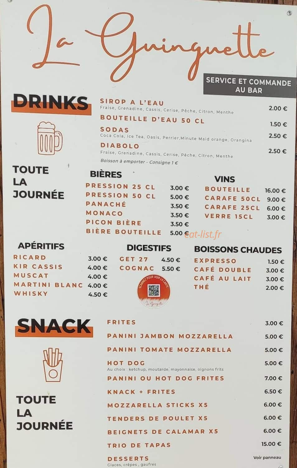 La Guinguette de Nantheuil — carte page 1