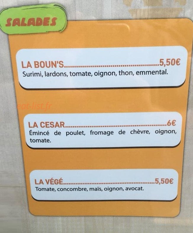 Chez Boun's — carte page 2