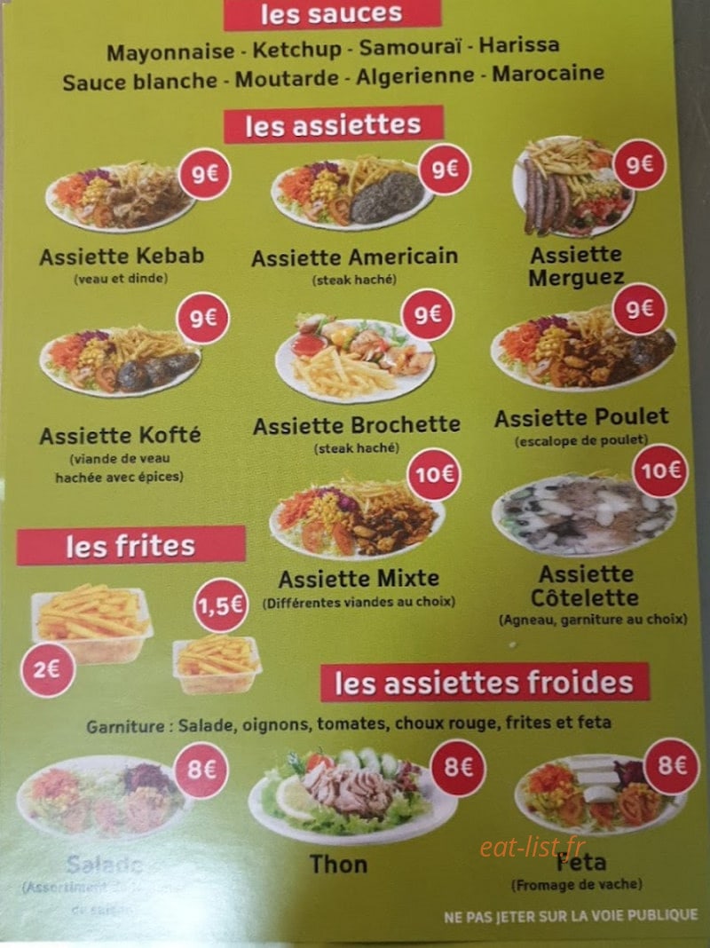 Thiviers Kebab — carte page 1