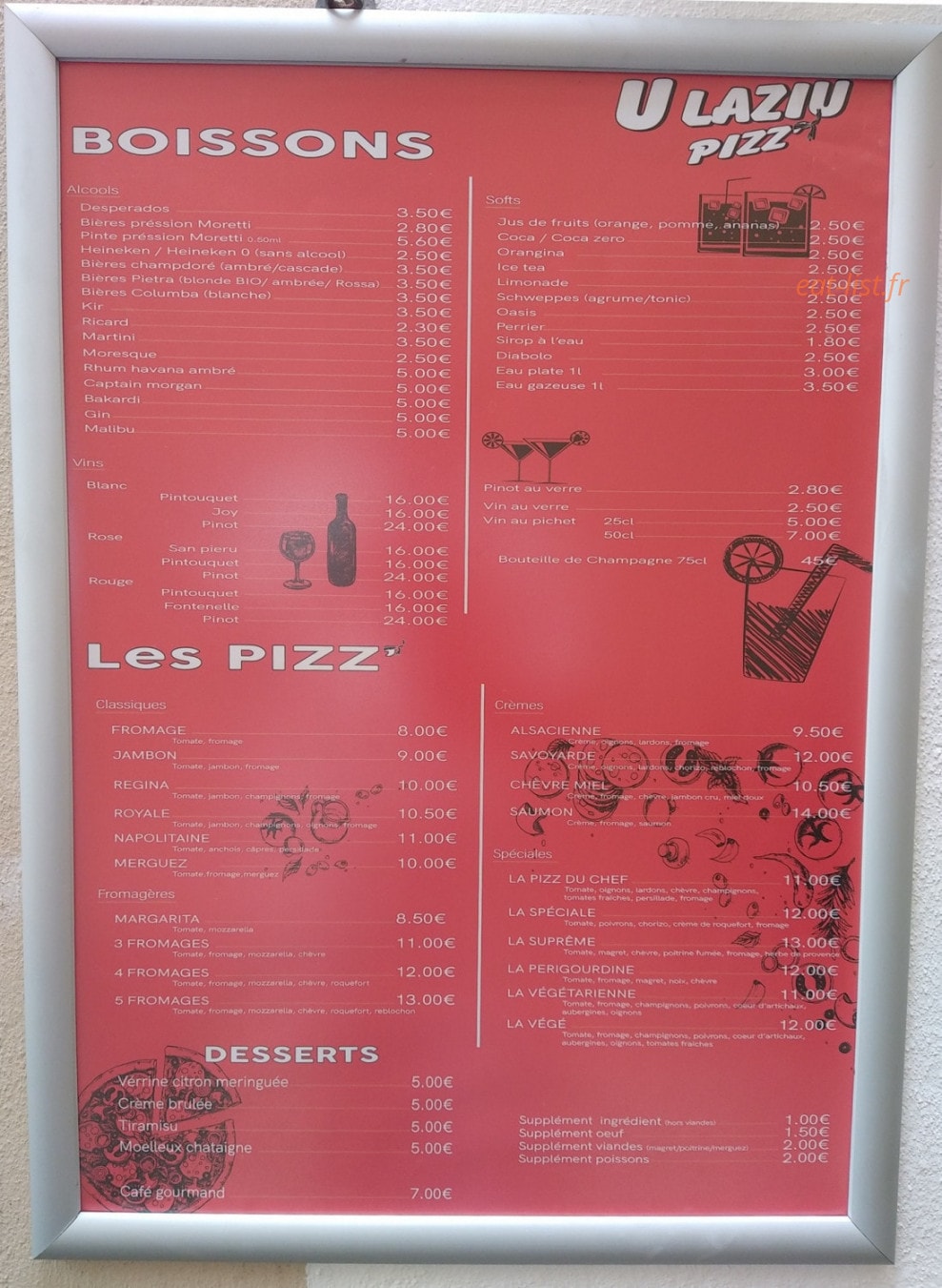 U Laziu Pizz' — carte page 1