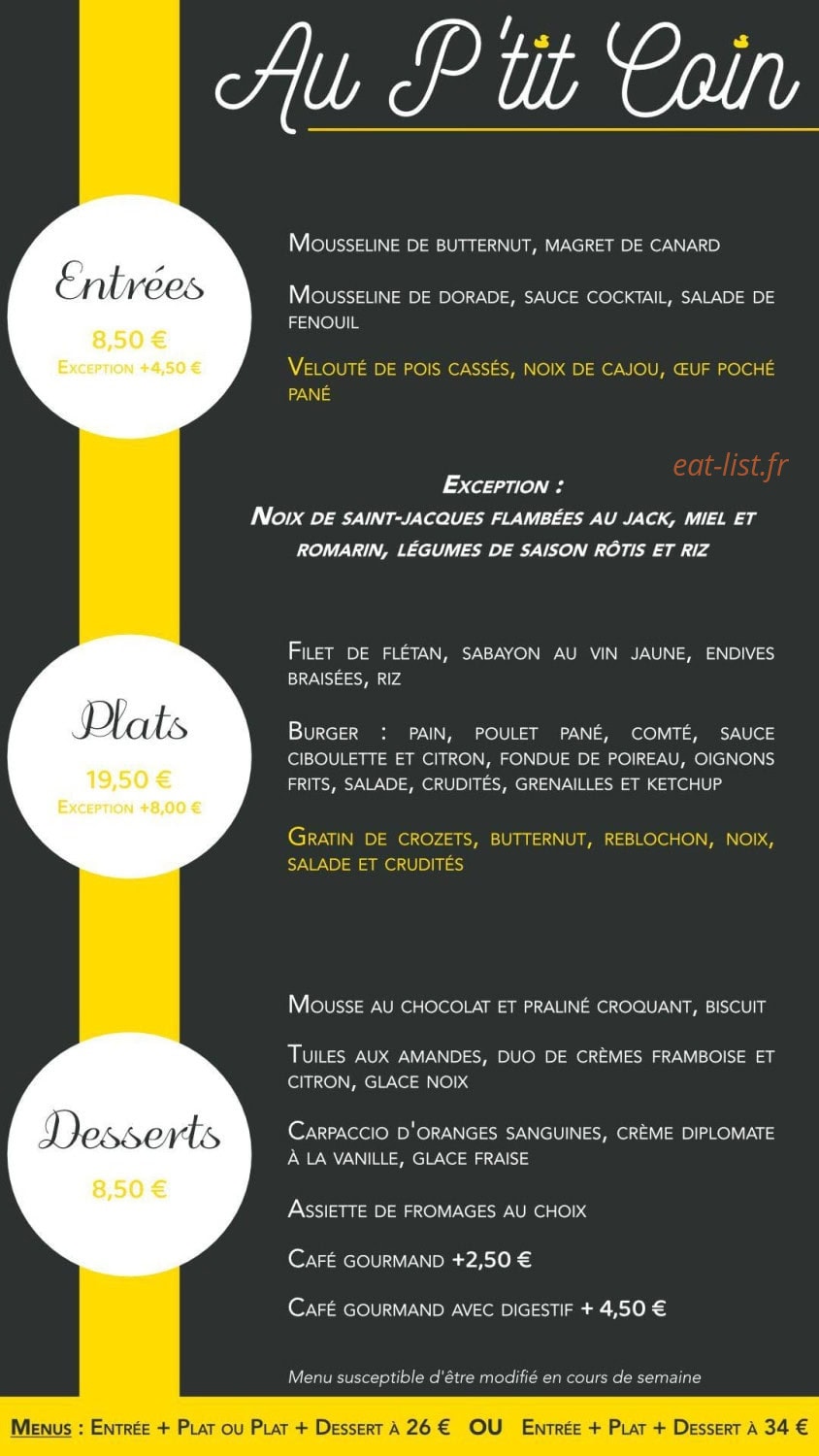 Au p'tit Coin — carte page 1
